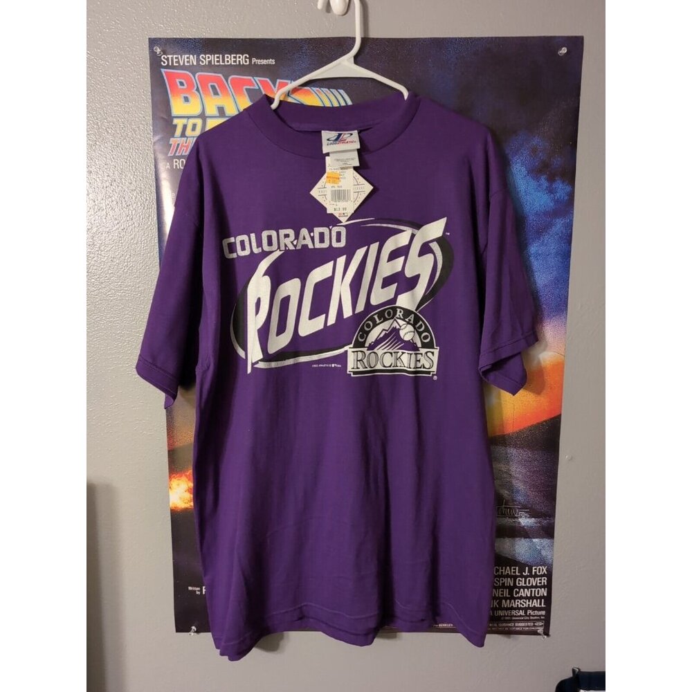 Colorado Rockies MLB Logo Athletic Purple T Shirt 1998 Vintage Size L NWT